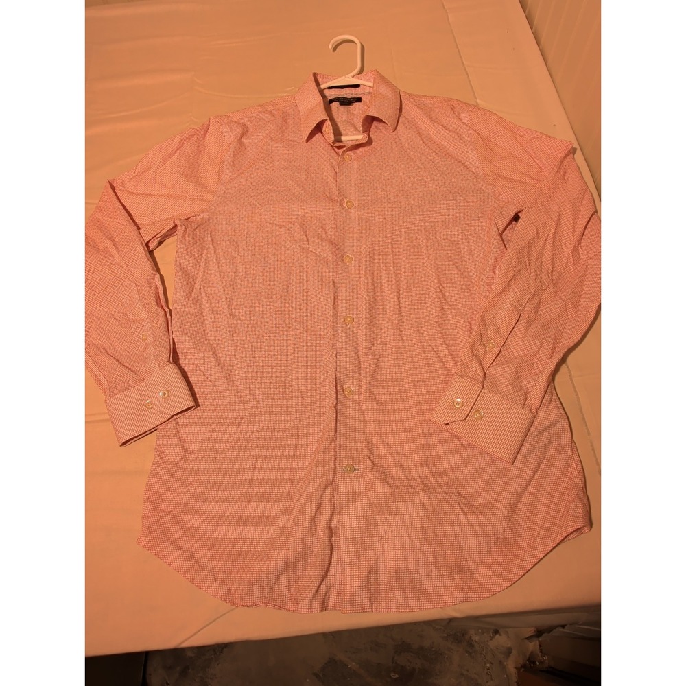 Banana Republic Mens Slim Fit Non-Iron Cotton Shirt Red White Grid Size M